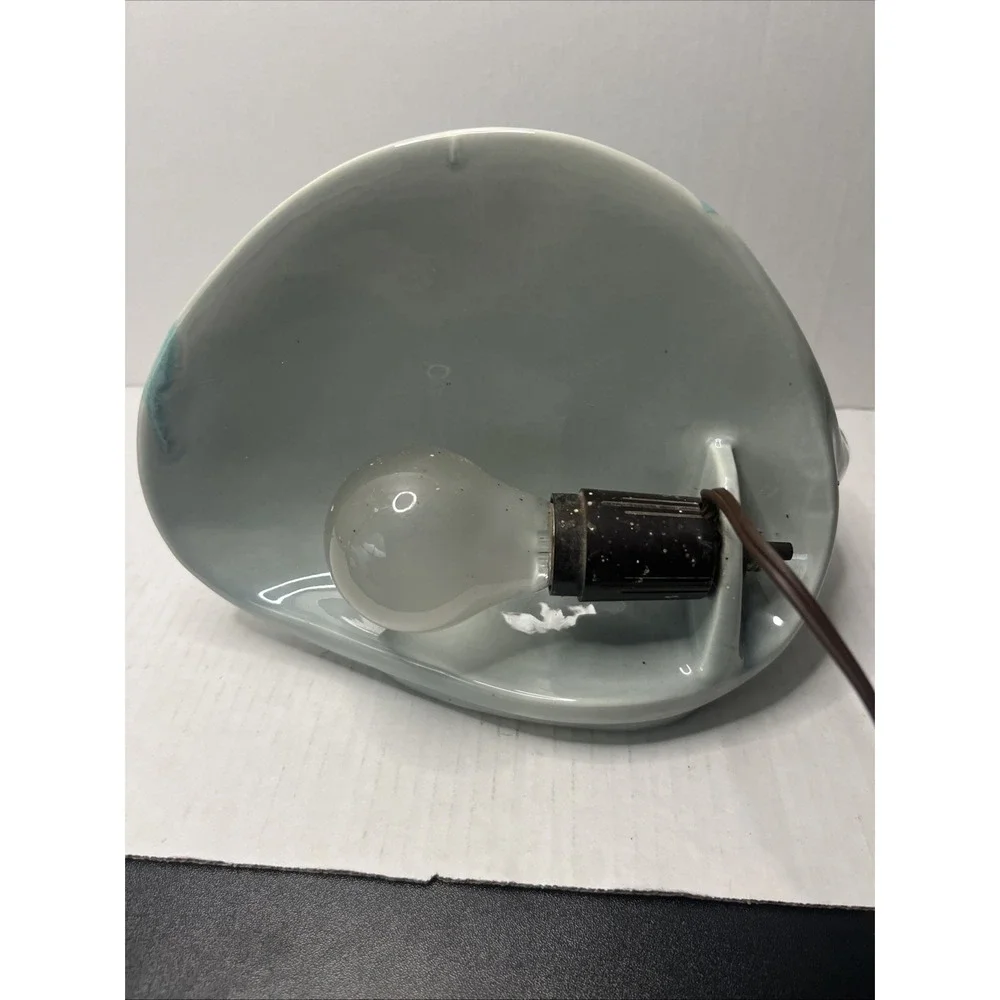 Vintage TV Lamp - Planter, Blue Teal Drip Glaze, Shell Design. Tested Works